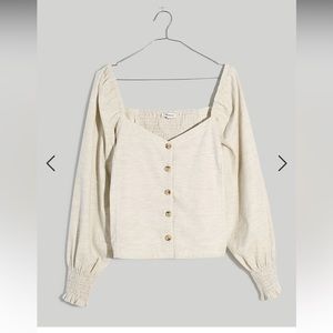 Madewell Corduroy Sweetheart Smocked Back Top